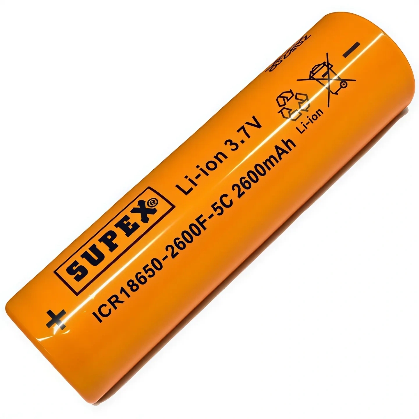 Supex%20ICR18650-2600F-5C%203.7V%202600mAh%20Li-ion%20Şarjlı%20Pil%20Düz%20Kafa%20(Başsız)