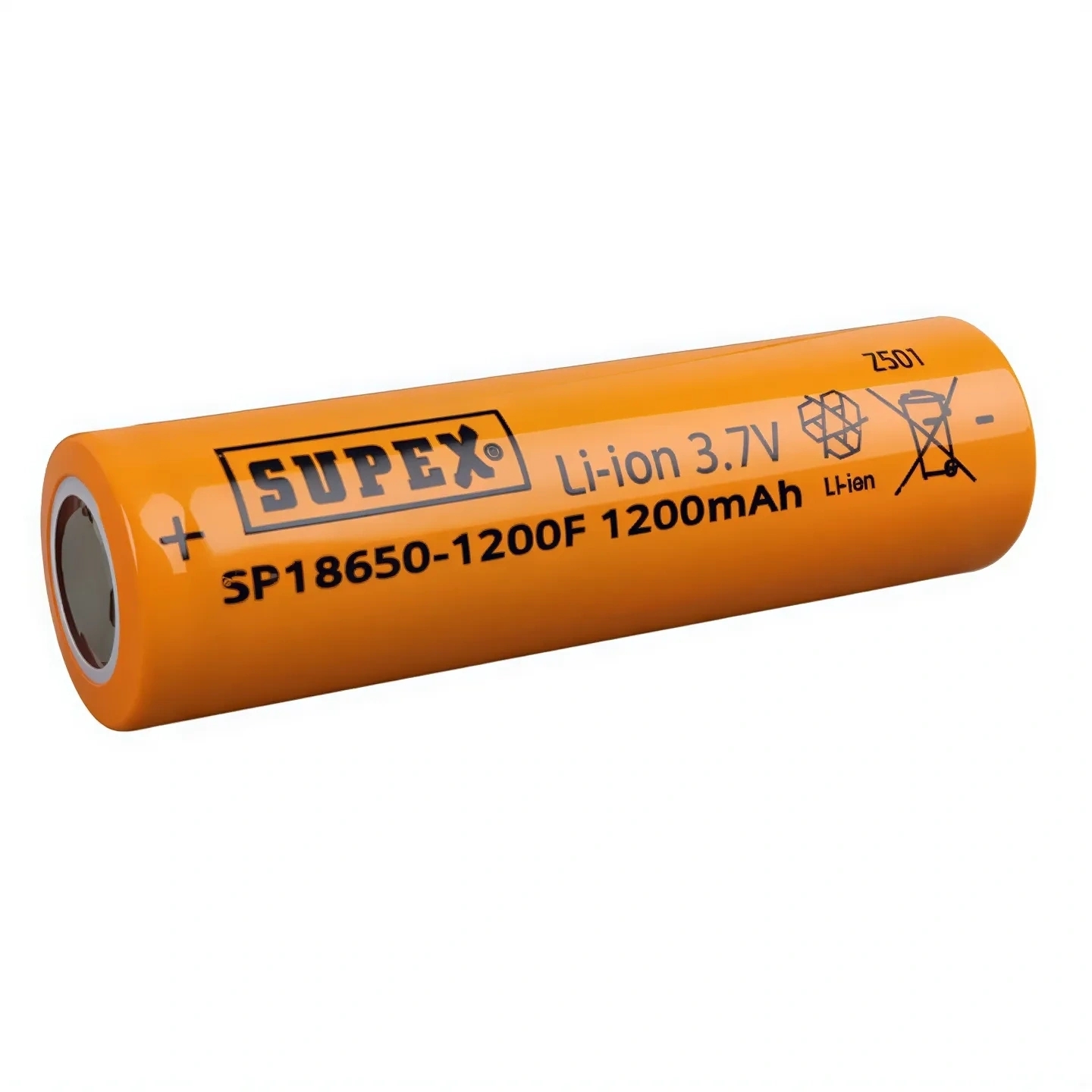 Supex%2018650-1200F%203.7V%201200mAh%20Li-ion%20Pil%20Düz%20Kafa%20(Başsız)%20Şarjlı%20Pil