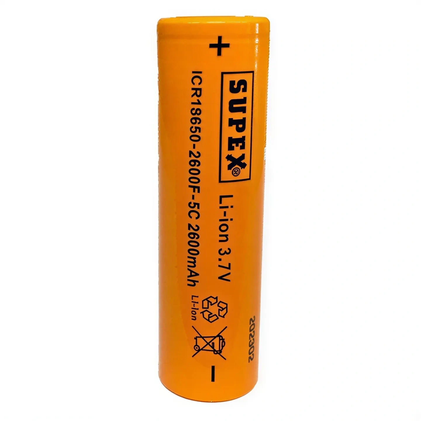 Supex%20ICR18650-2600F-5C%203.7V%202600mAh%20Li-ion%20Şarjlı%20Pil%20Düz%20Kafa%20(Başsız)