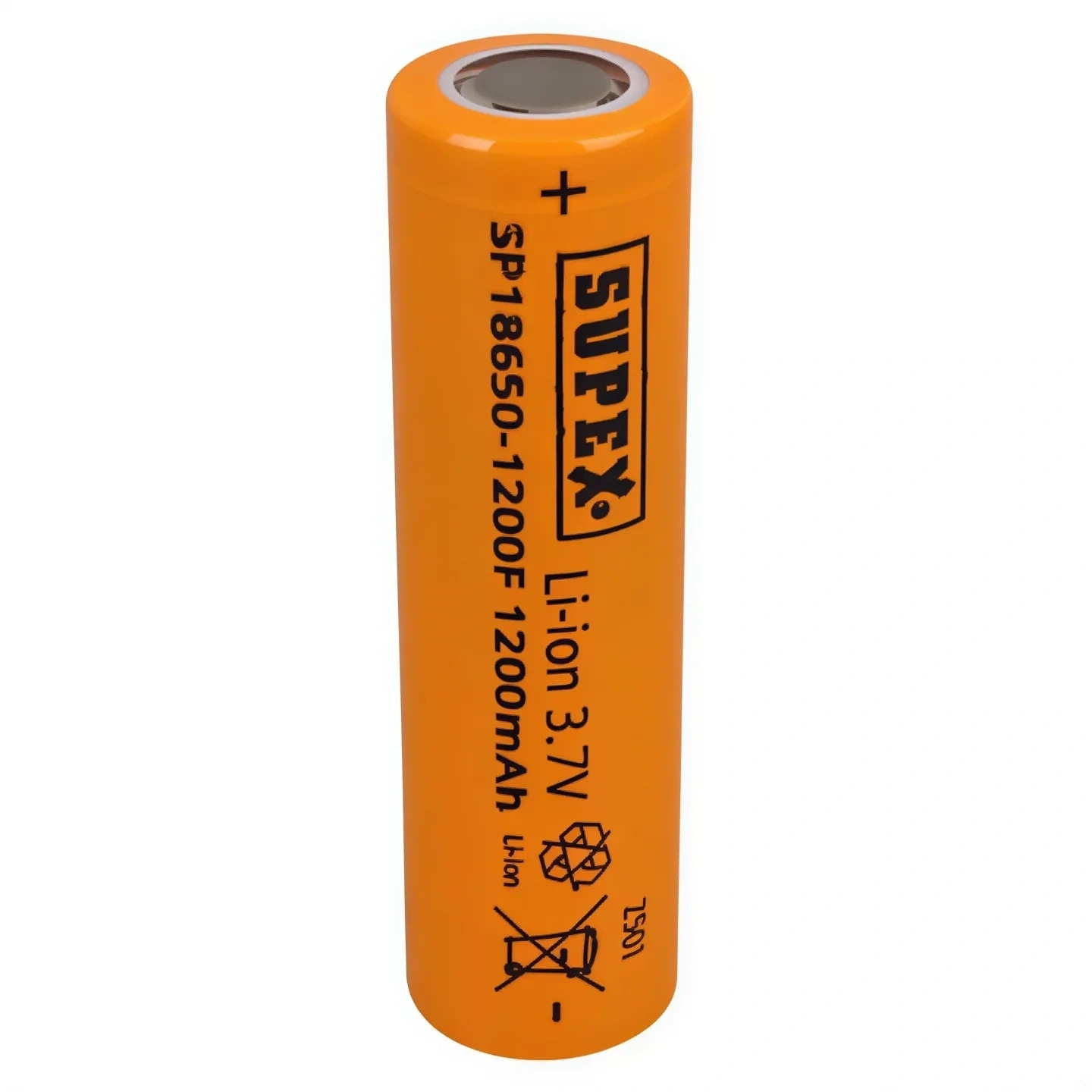 Supex%2018650-1200F%203.7V%201200mAh%20Li-ion%20Pil%20Düz%20Kafa%20(Başsız)%20Şarjlı%20Pil