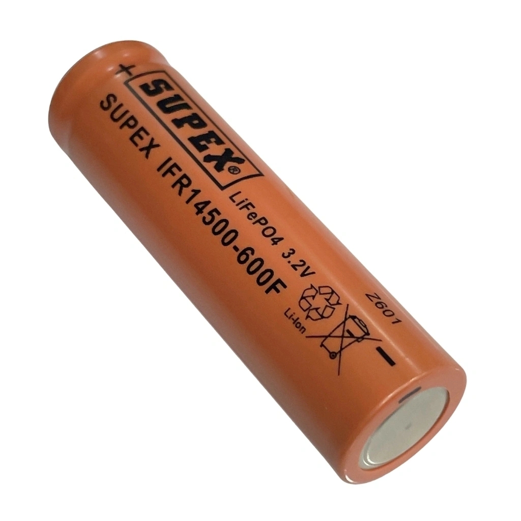 Supex%20IFR14500-600F%203.2V%20600mAh%20LiFePO4%20Düz%20Kafa%20(Başsız)%20Şarjlı%20Pil