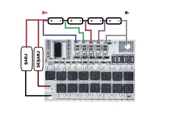 4S%20100A%20LiFePO4%20Balanslı%20BMS%20Devresi