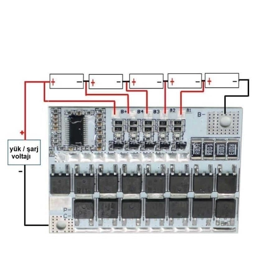 5S%20100A%20LiFePO4%20Balanslı%20BMS%20Devresi
