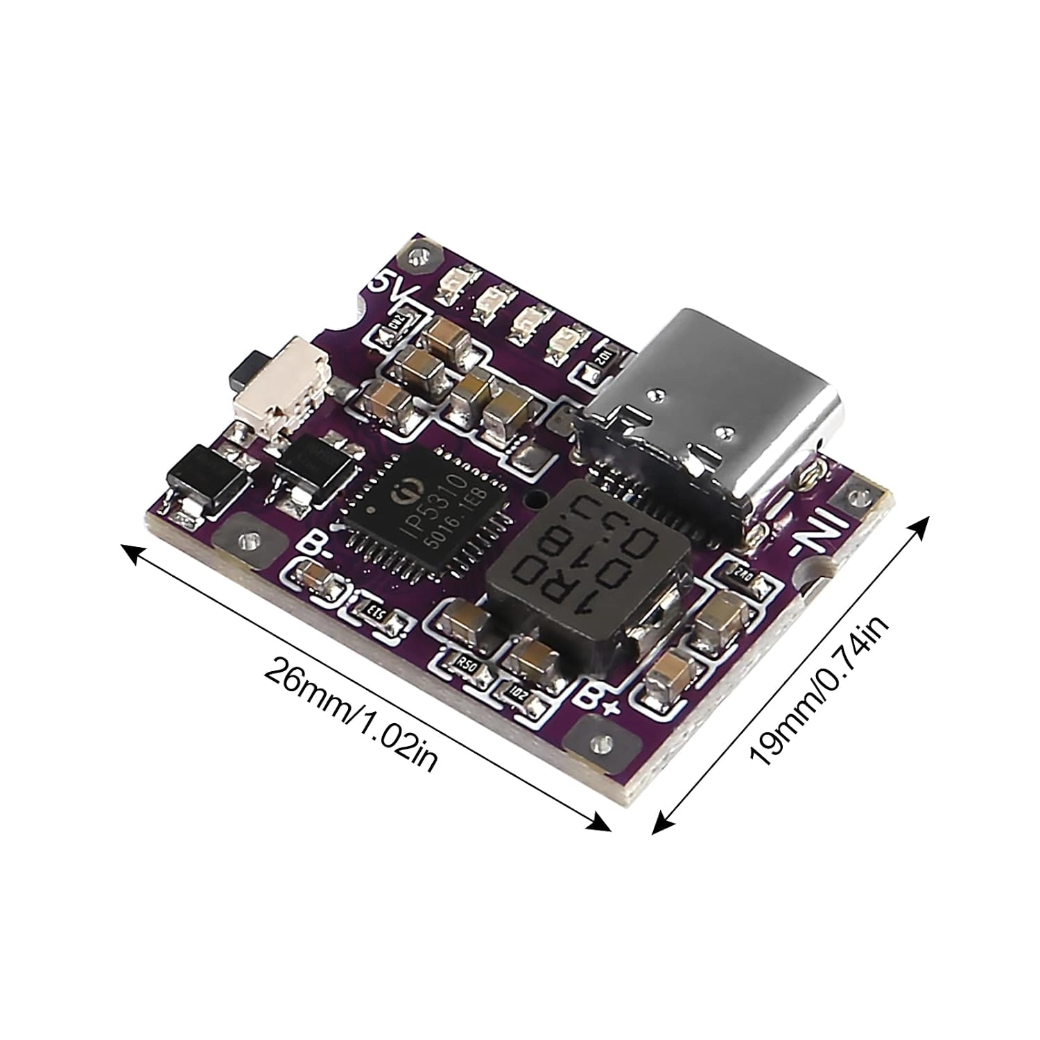 IP5310%205V%203.1A%20Type-C%20+%20USB-A%2018650%20LiPo%20Li-ion%20Pil%20Şarj%20Devresi%20-%20Step%20Up