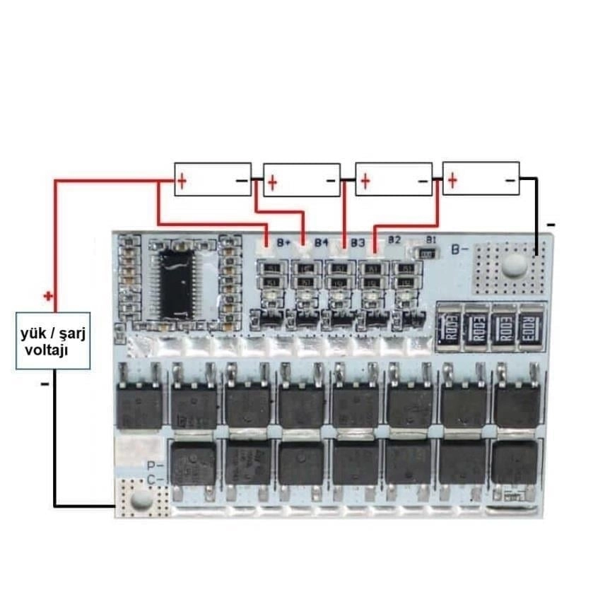 5S%20100A%20LiFePO4%20Balanslı%20BMS%20Devresi
