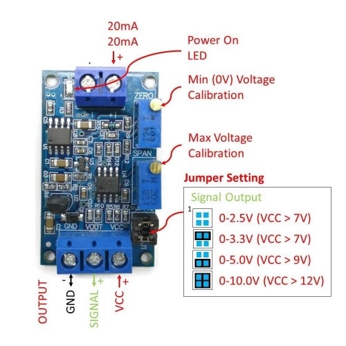 4-20mA%20to%200-3.3V/5V/10V%20Akım-Voltaj%20Sinyal%20Çevirici%20Modül