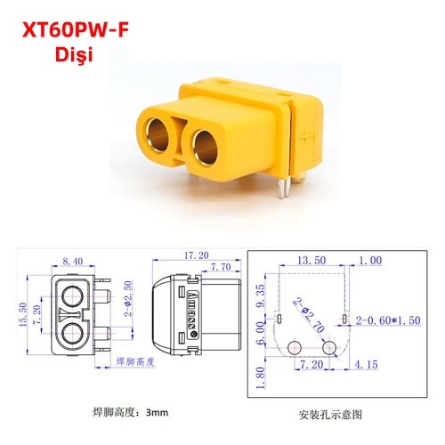 XT60PW%2090%20Derece%20Pcb%20Montaj%20Tip%20Dişi%20Konnektör%20-%20XT60%20Amass