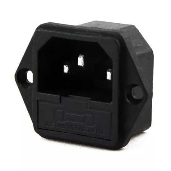 IC-213 C14 Power Soket Erkek Şase Kulaklı (Sigorta Yuvalı)