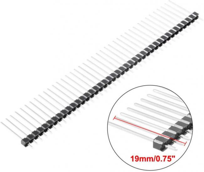 1x40 19mm Erkek Header 40 Pin 2.54mm 180 Derece