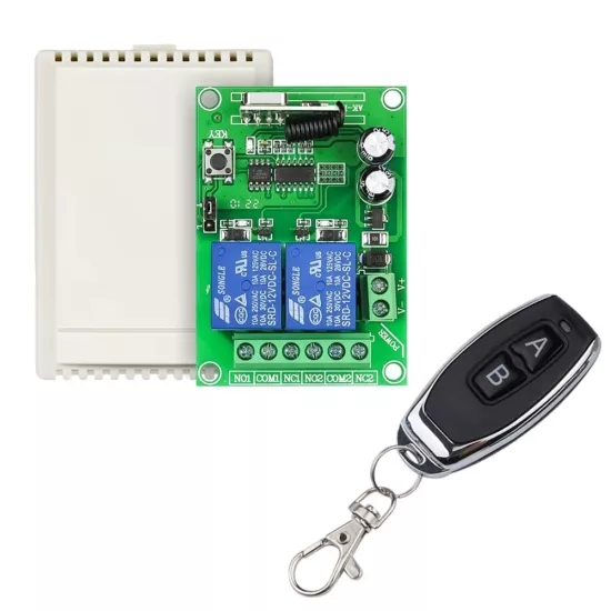 2 Kanal 12V 433MHz Kablosuz RF Uzaktan Kumanda Devresi Kutu Dahil