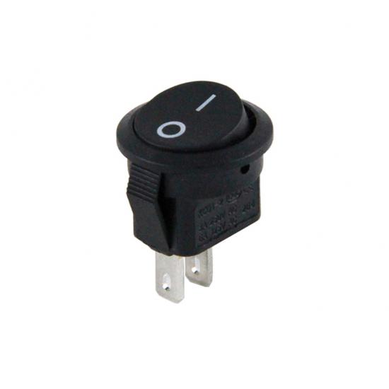 Mini Yuvarlak Işıksız Anahtar On-Off 2P Siyah