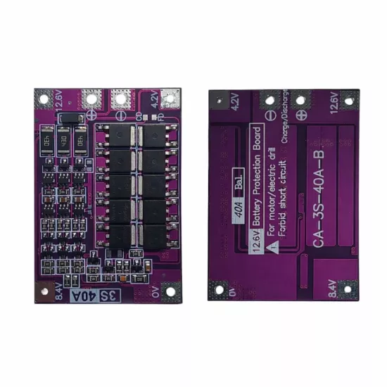 3S 40A Balanslı Lityum Batarya BMS (Mor PCB) - 12.6V