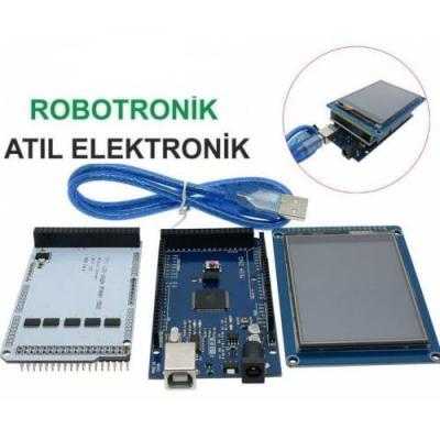 Arduino Mega R3 + 2.4’’ TFT LCD + Adaptör + USB Kablo